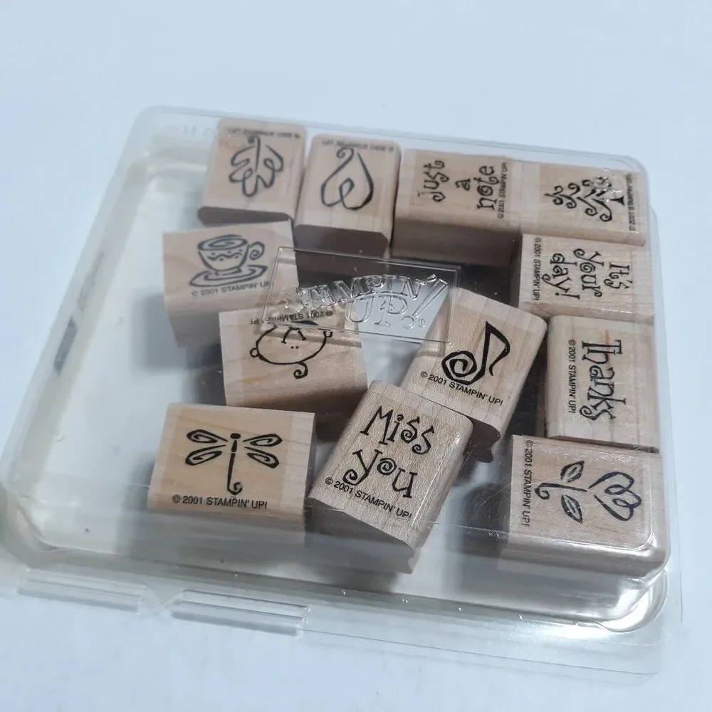 Stampin Up Year Round Cheer 2001 Rubber Stamp Set Thank You Flowers Greetings